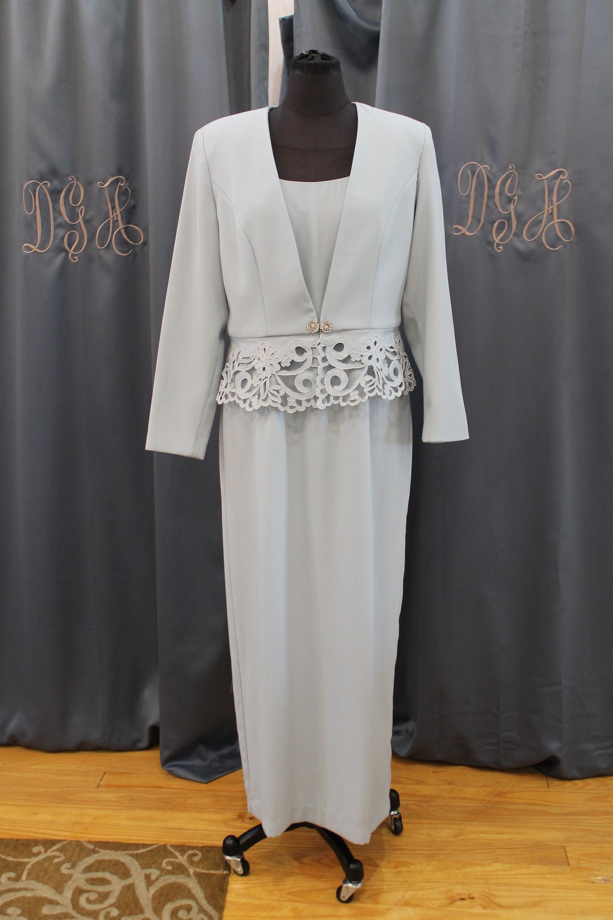Patra blue two-piece jacket mother-of-the-bride gown